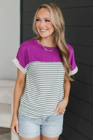 Love Someone Color Block Top- Ivory & Magenta