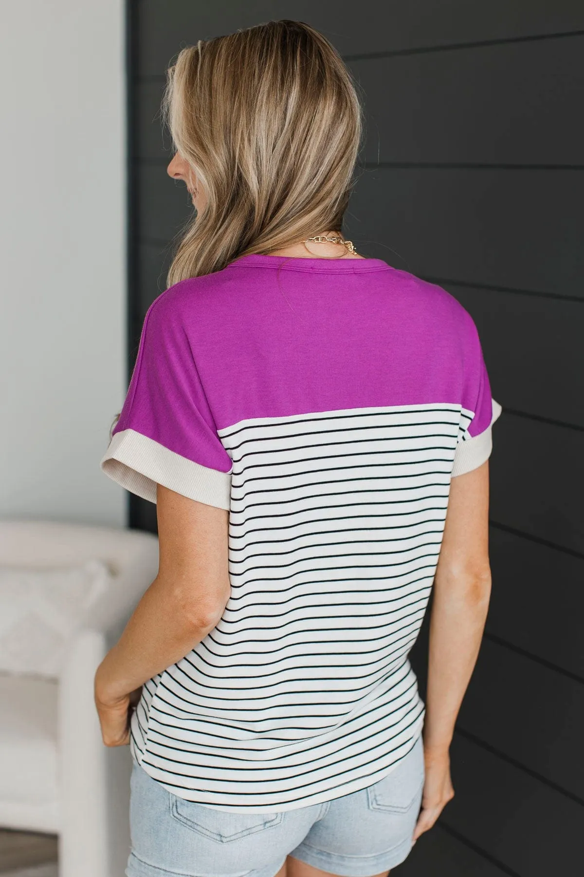 Love Someone Color Block Top- Ivory & Magenta