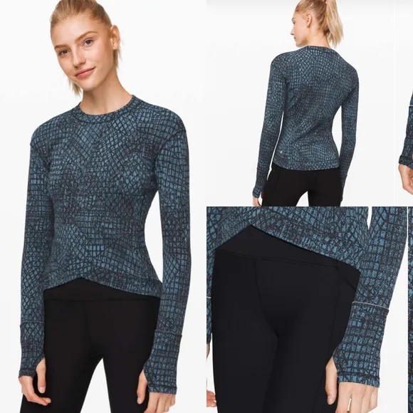 Lululemon Close to Crossing Long Sleeve JacquardTectonic Jacquard ShipmateBlack