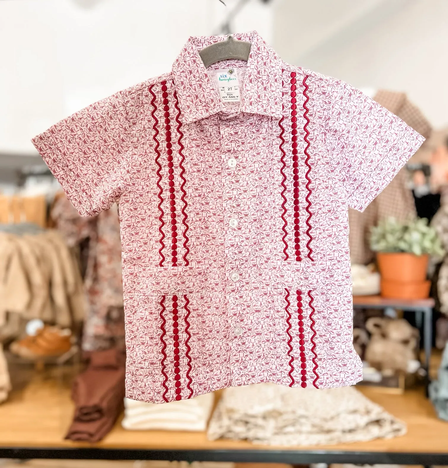 Maroon Game Day Guayabera Shirt  || Tailgate Collection