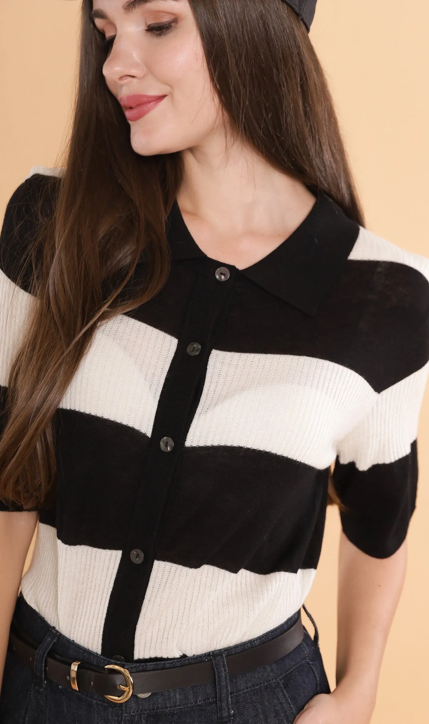 MERRITT Buttondown Knit Polo (Black)