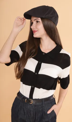 MERRITT Buttondown Knit Polo (Black)