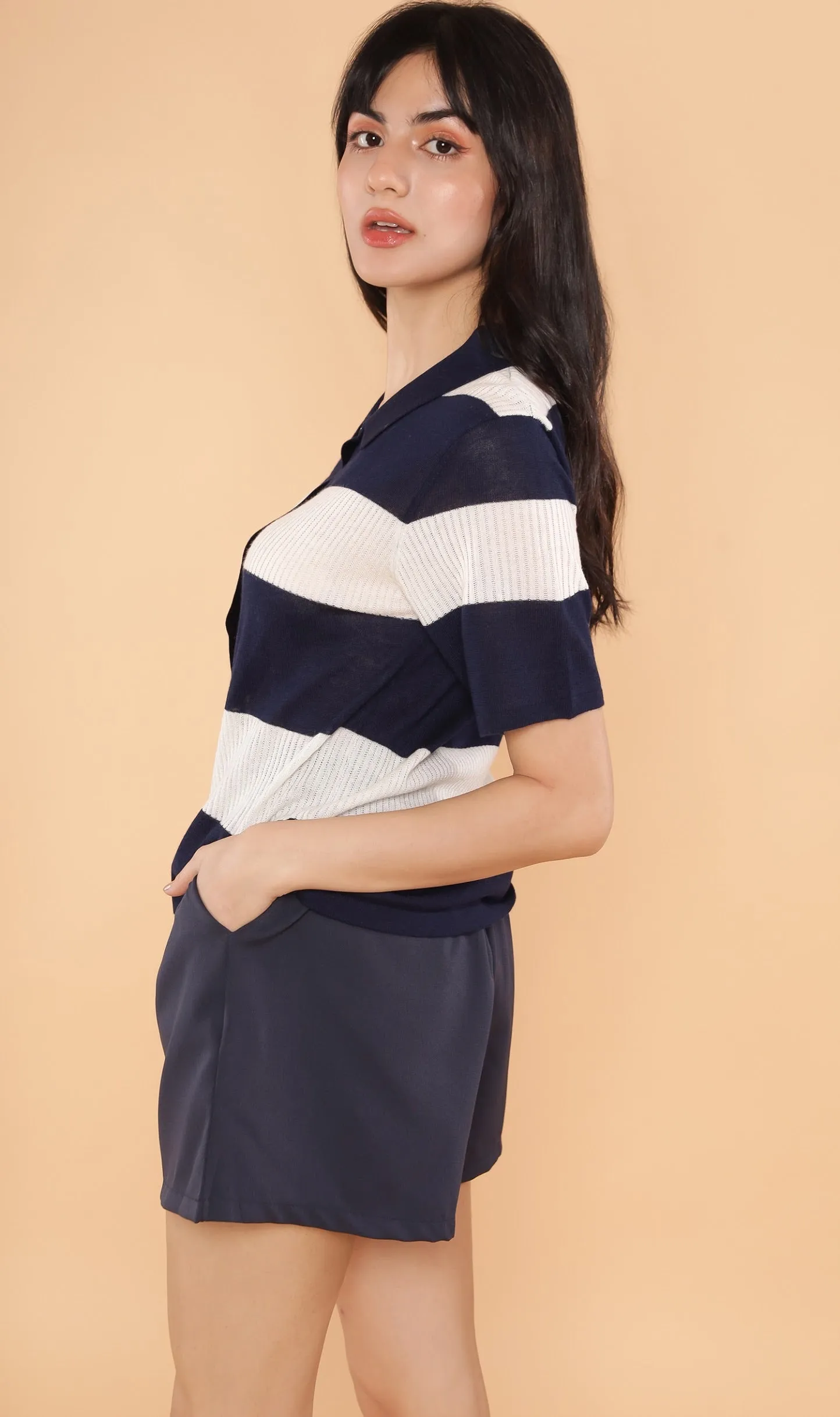 MERRITT Buttondown Knit Polo (Navy)