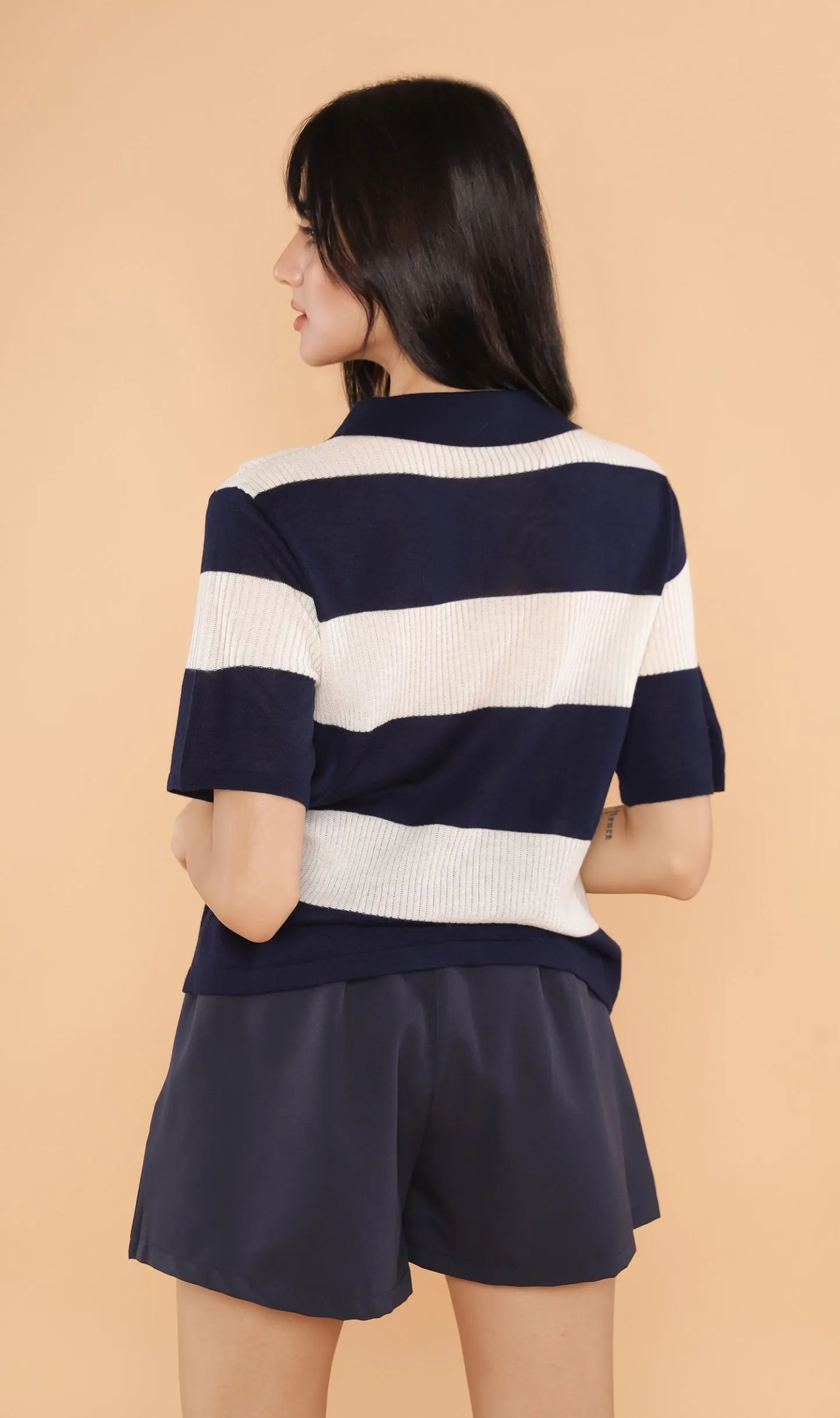 MERRITT Buttondown Knit Polo (Navy)