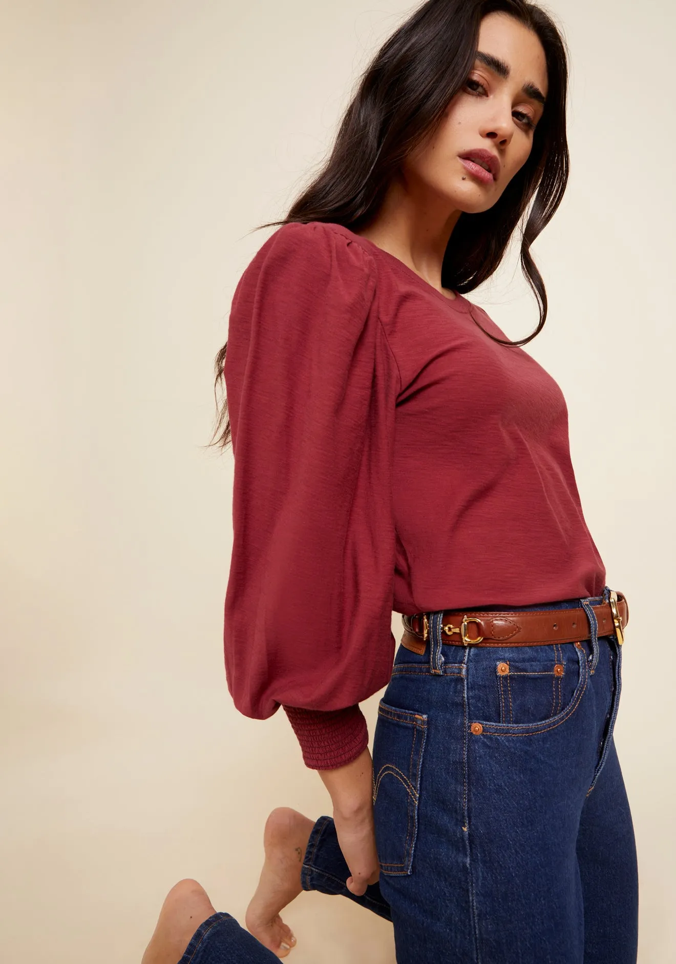 NATION LTD Loren Smocked Tee