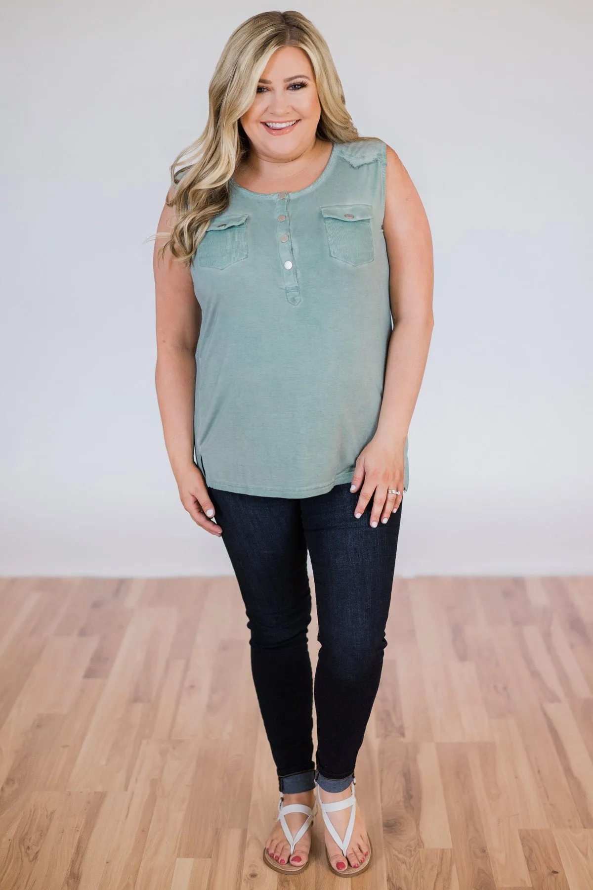 Nowhere to Be Tank Top- Vintage Sea Foam