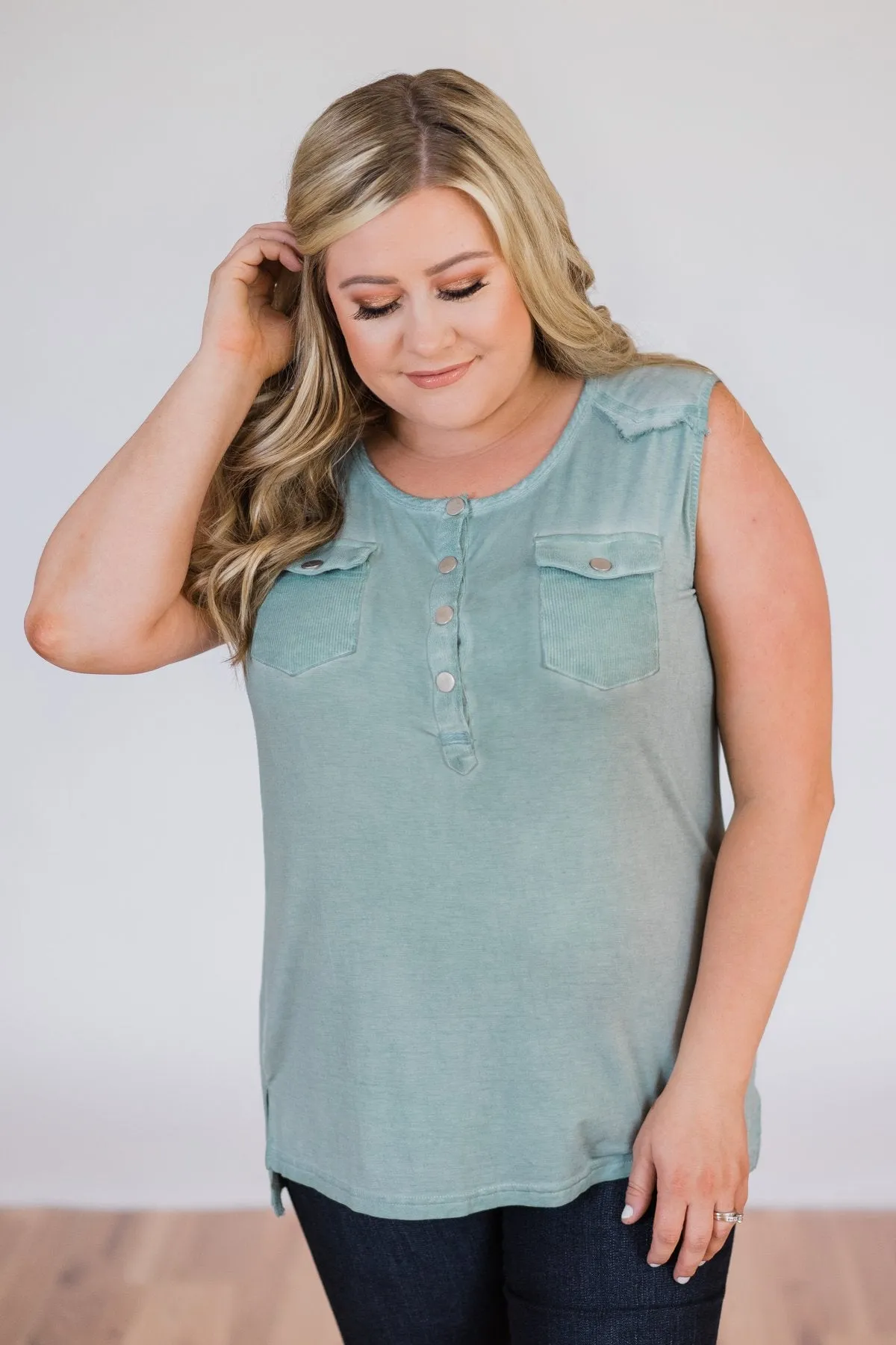 Nowhere to Be Tank Top- Vintage Sea Foam