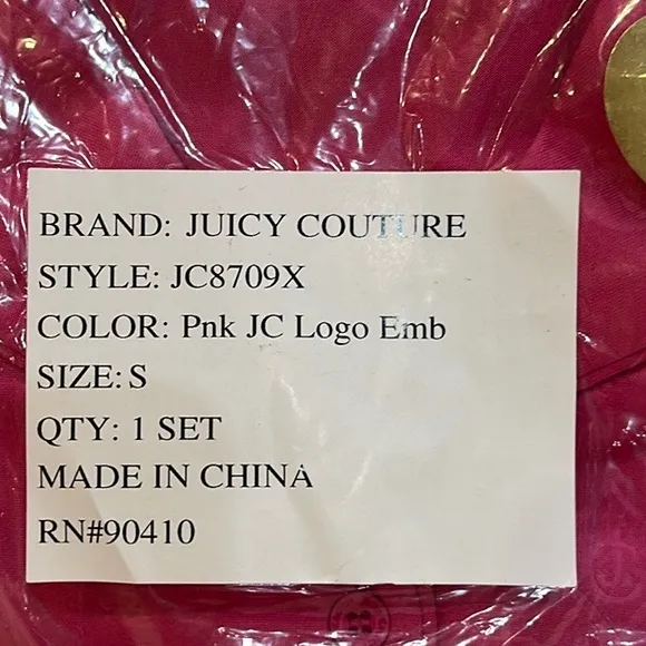 NWT JUICY COUTURE Ribbed Short Sleeve Notch Collar Rhinestone Pj Set in Pink