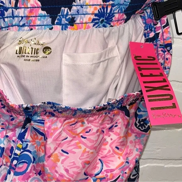 NWT Lilly Pulitzer Luxletic Ocean Trail Shorts In Turtle Amazement