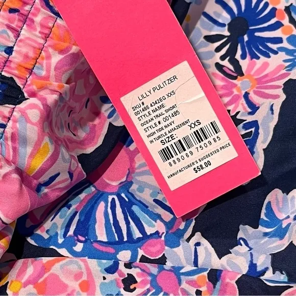 NWT Lilly Pulitzer Luxletic Ocean Trail Shorts In Turtle Amazement