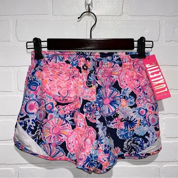 NWT Lilly Pulitzer Luxletic Ocean Trail Shorts In Turtle Amazement