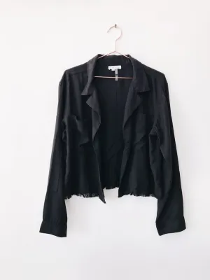 On The Road Sam Cropped Tencel Jacket | Black, Palm