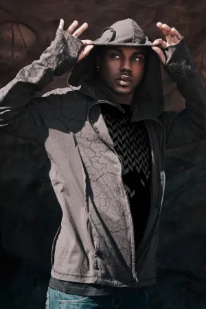Playa Print Mens Hoodie- Gray