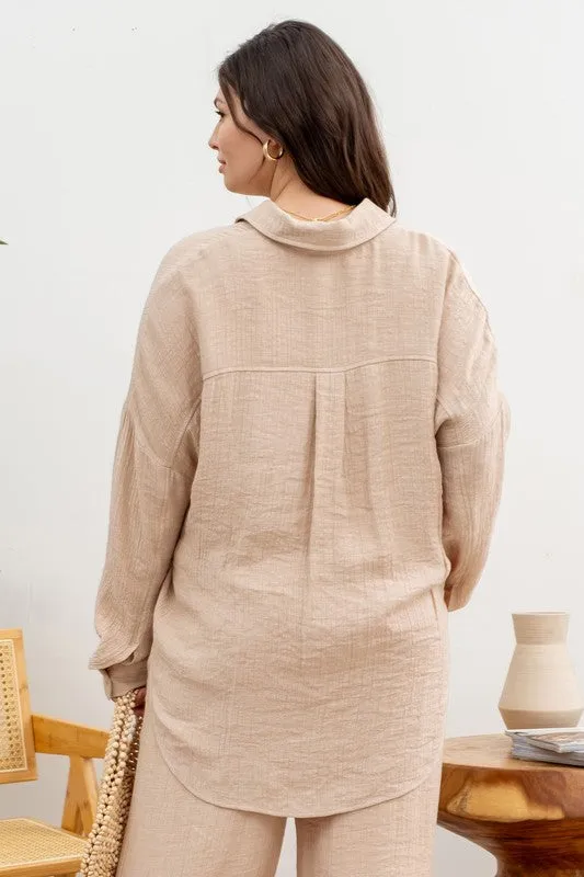 PLUS SOLID LIGHTWEIGHT BUTTON DOWN SHIRT