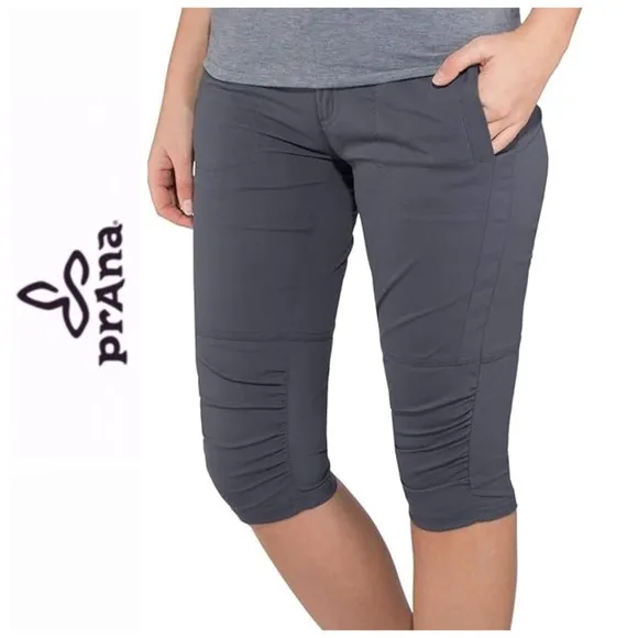 prAna Women's Revenna Knicker Hiking Utility Shorts Coal Grey 6
