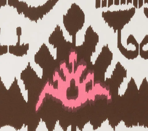 Quadrille Fabric: Kazak - Custom Brown / Pink on White Suncloth (Outdoor Quality)