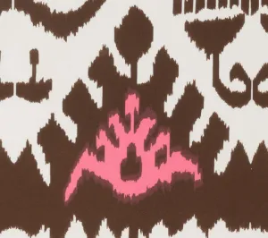 Quadrille Fabric: Kazak - Custom Brown / Pink on White Suncloth (Outdoor Quality)