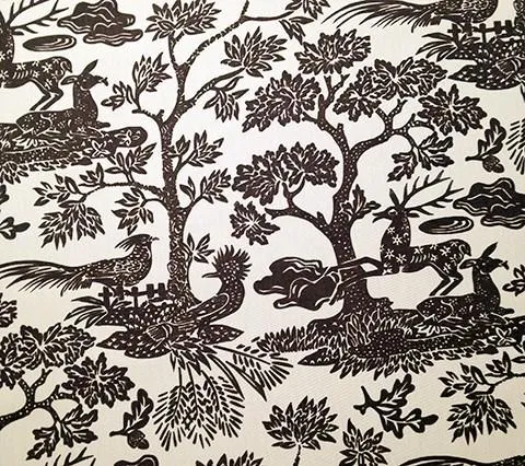 Quadrille Fabric: Magic Garden - Custom Brown on Vellum Suncloth