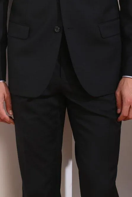 "Monte" Black Plain Front Pants