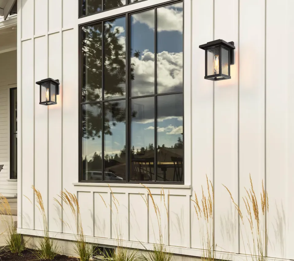Retails $272 NEW LNC Set of 2 Modern Coastal Textured Black Outdoor Wall Lantern Sconce Industrial Porch Patio Wall Lights, includes 2 Lights
