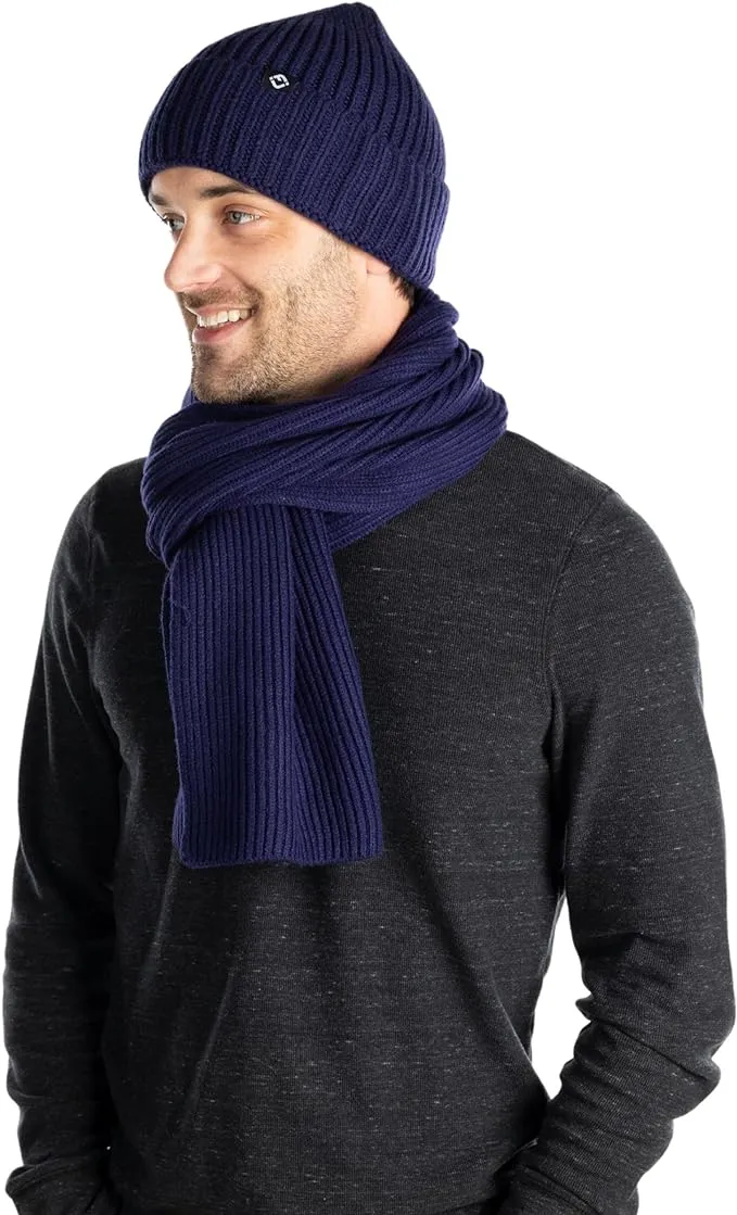 Ribbed Knit Beanie & Scarf Set by Funky Junque