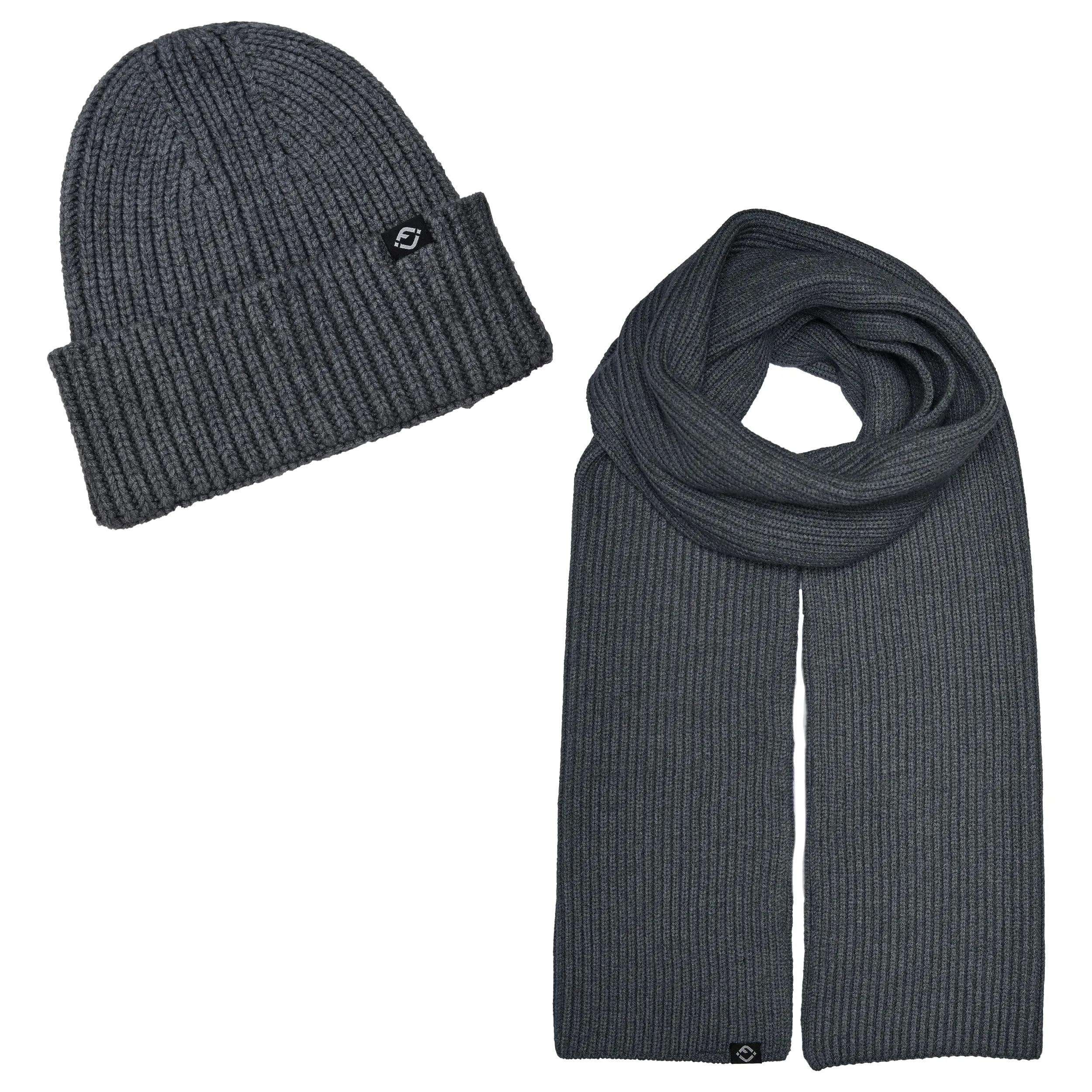 Ribbed Knit Beanie & Scarf Set by Funky Junque