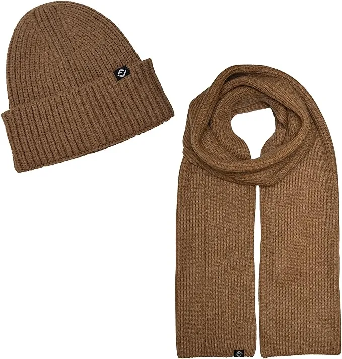 Ribbed Knit Beanie & Scarf Set by Funky Junque
