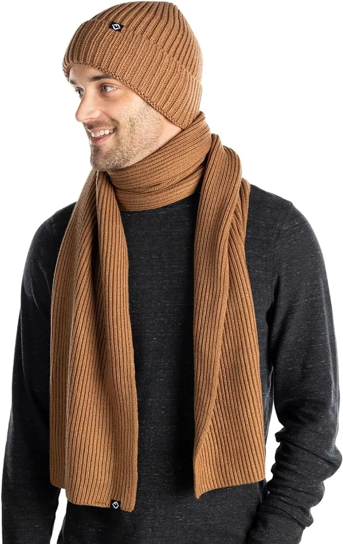 Ribbed Knit Beanie & Scarf Set by Funky Junque