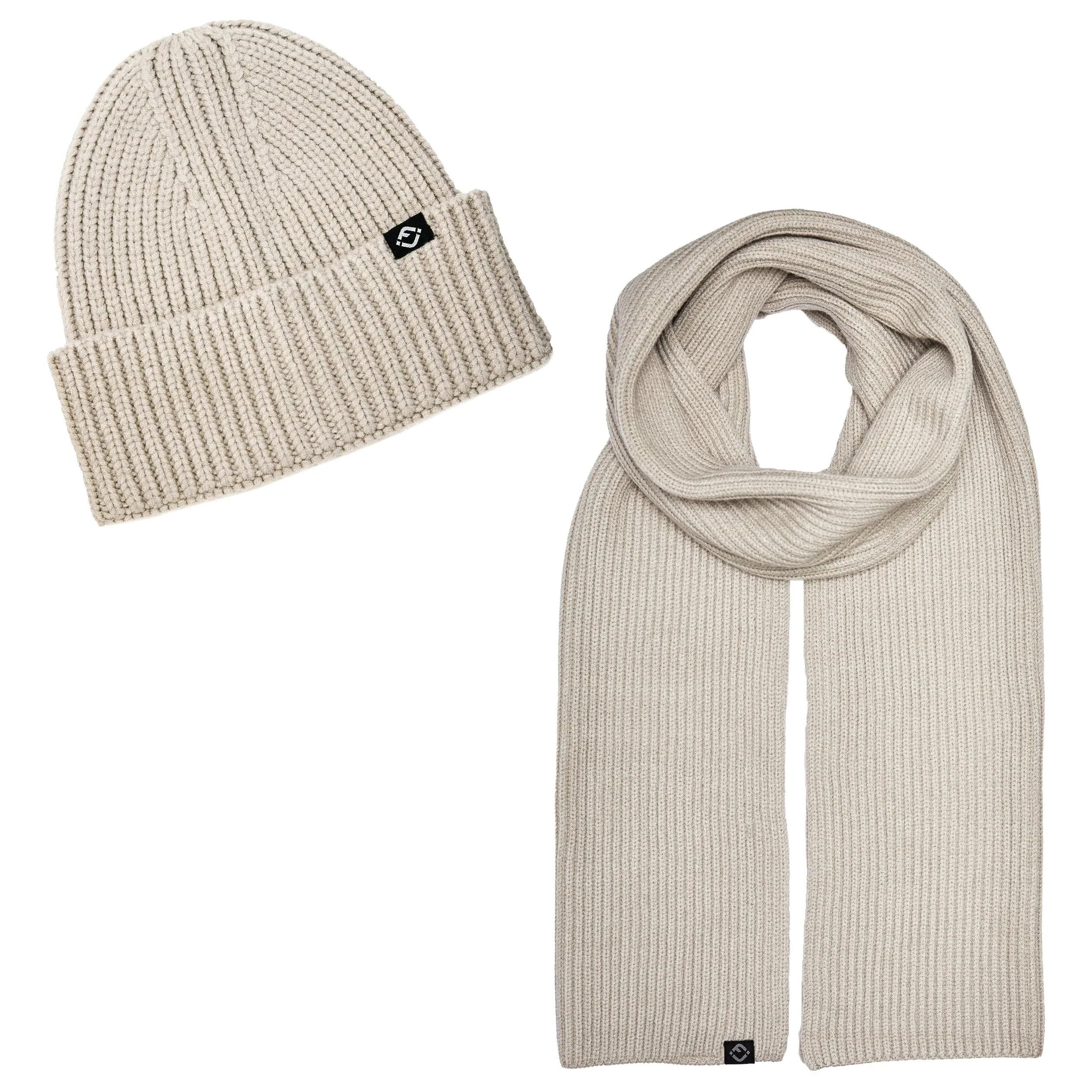 Ribbed Knit Beanie & Scarf Set by Funky Junque