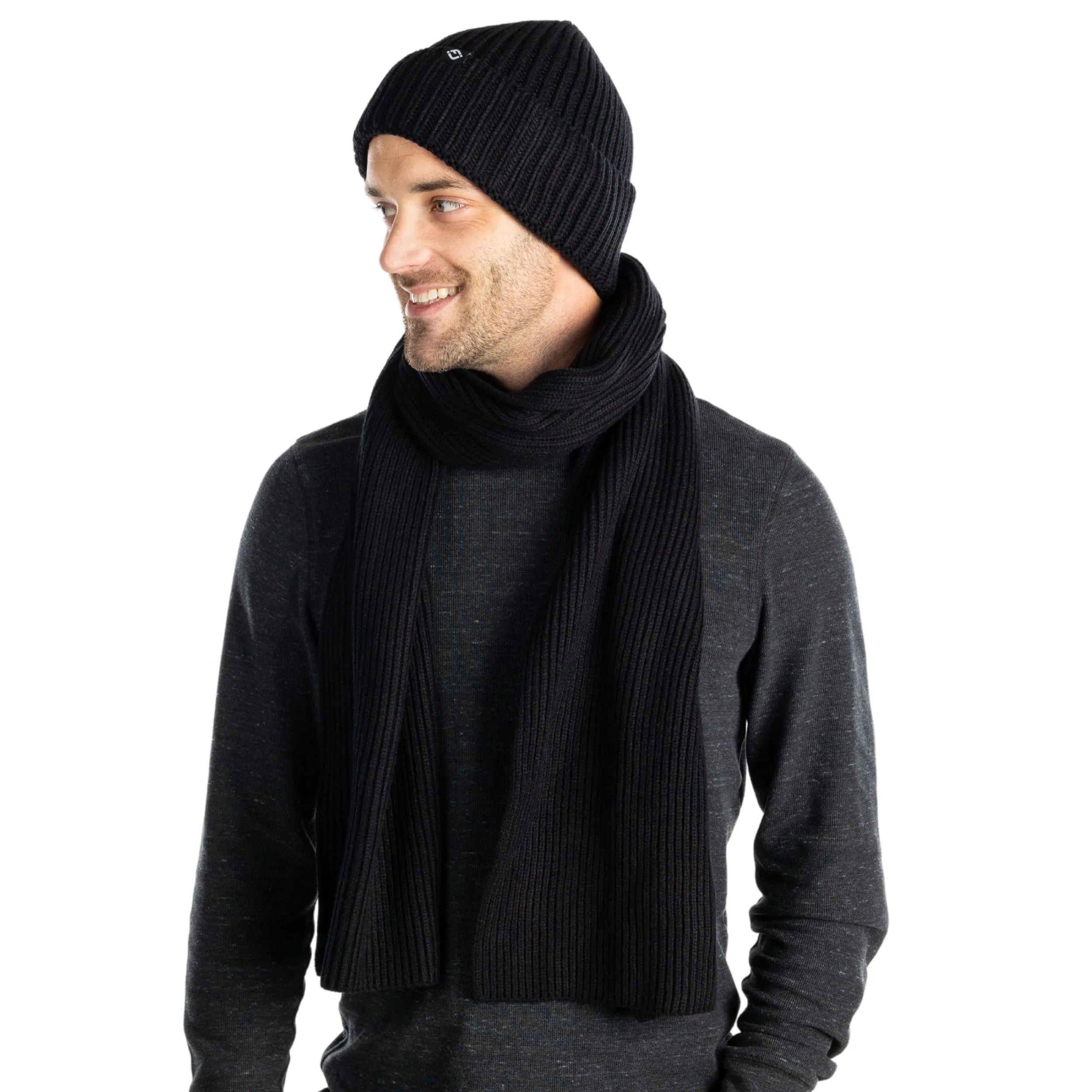 Ribbed Knit Beanie & Scarf Set by Funky Junque