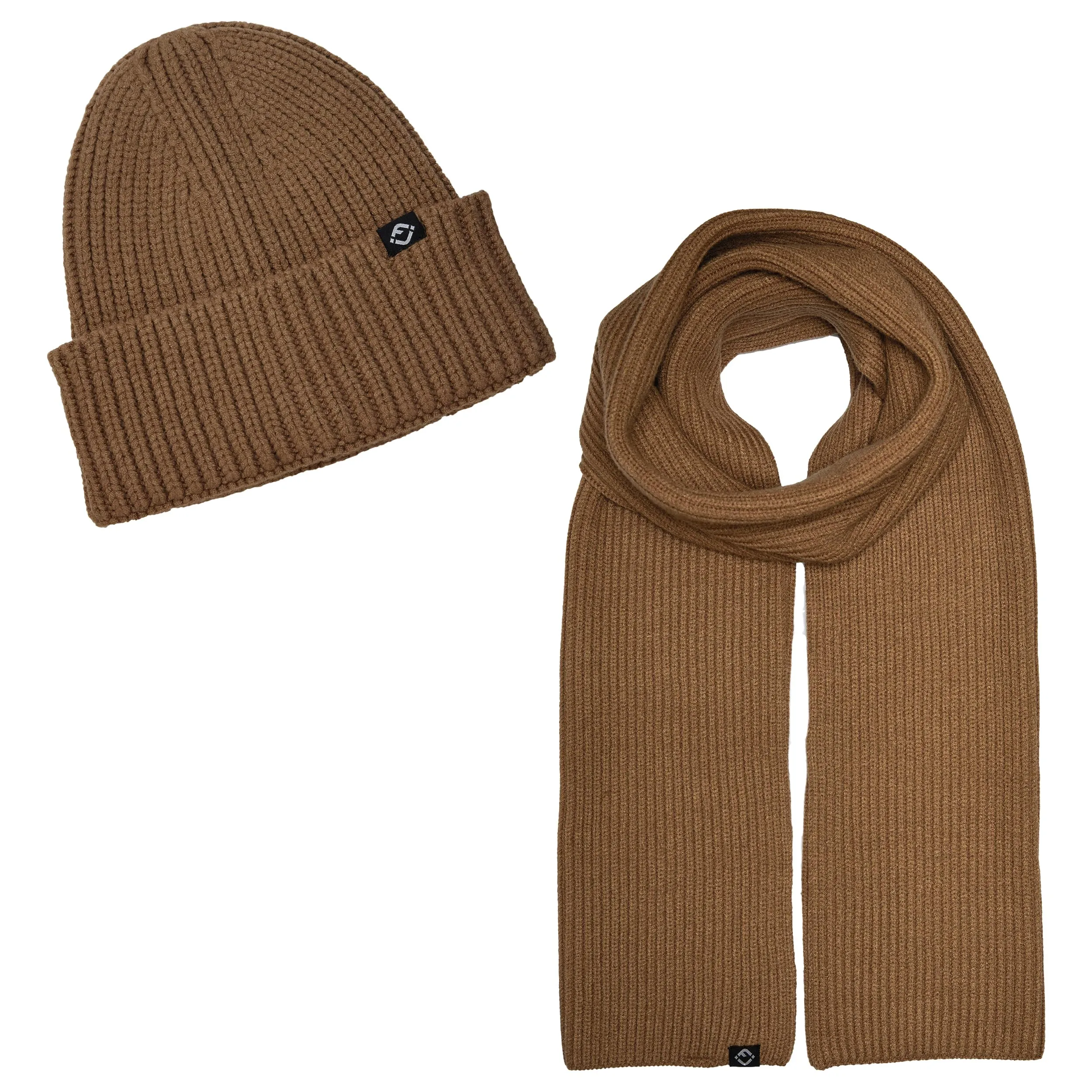 Ribbed Knit Beanie & Scarf Set by Funky Junque