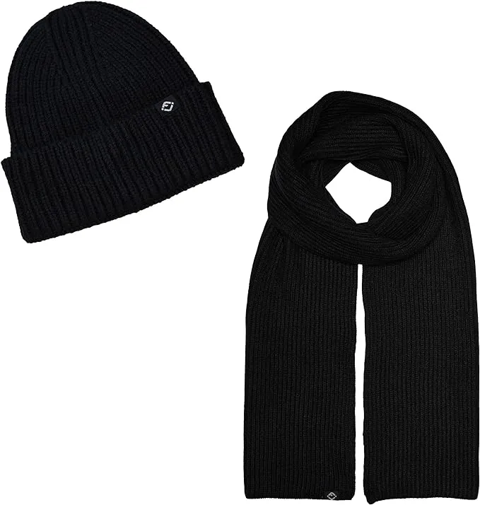 Ribbed Knit Beanie & Scarf Set by Funky Junque