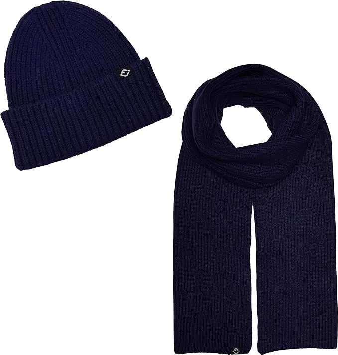 Ribbed Knit Beanie & Scarf Set by Funky Junque
