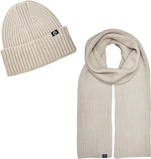 Ribbed Knit Beanie & Scarf Set by Funky Junque