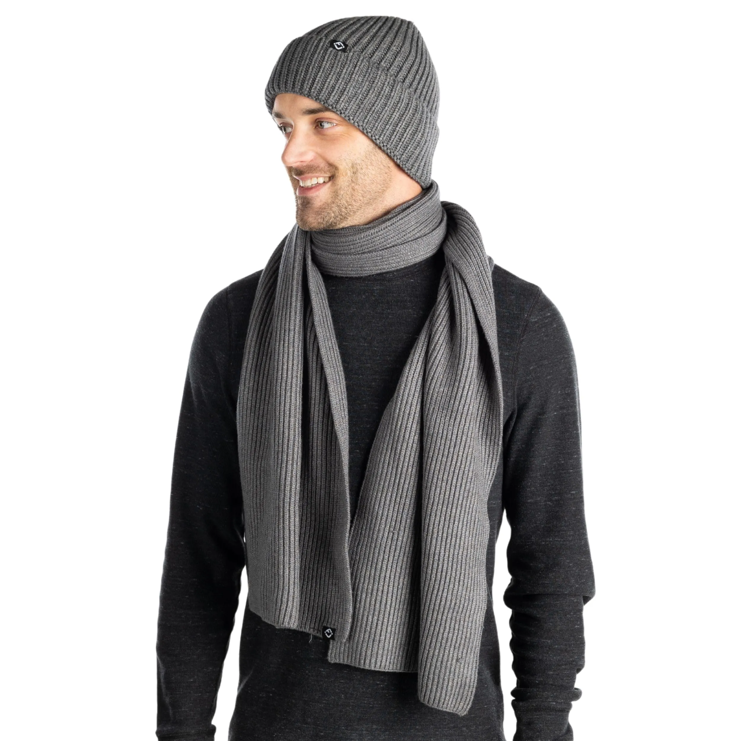 Ribbed Knit Beanie & Scarf Set by Funky Junque