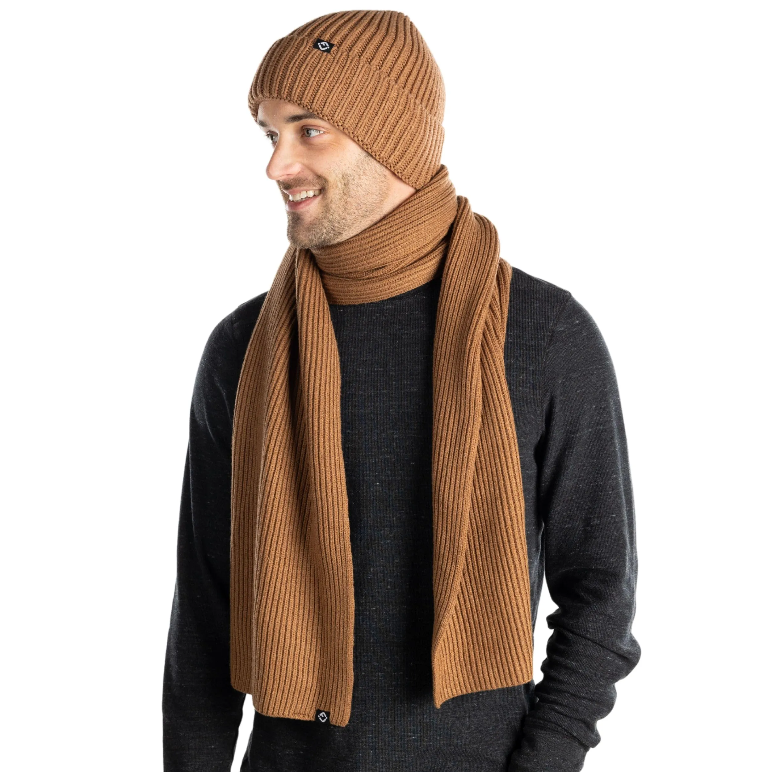 Ribbed Knit Beanie & Scarf Set by Funky Junque