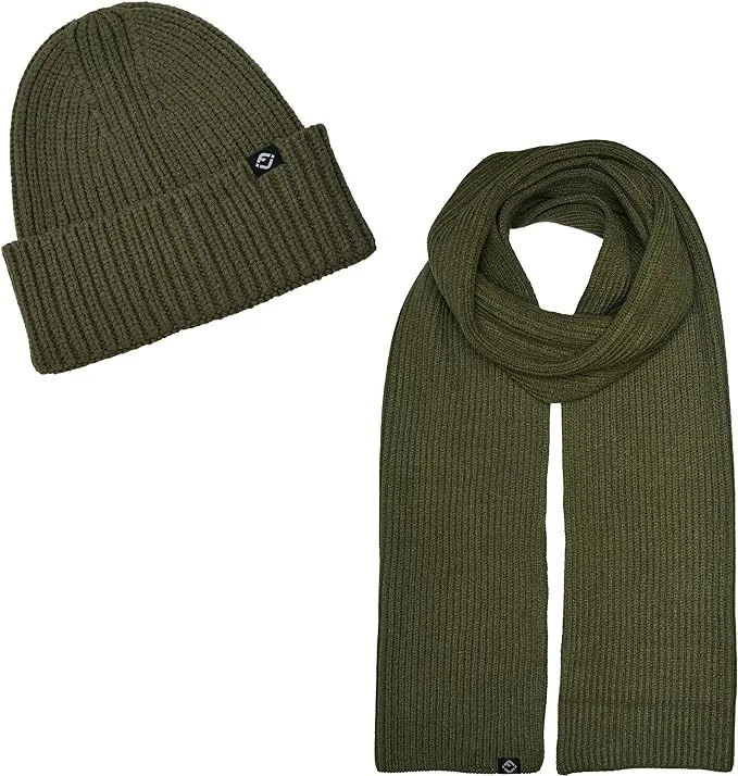 Ribbed Knit Beanie & Scarf Set by Funky Junque