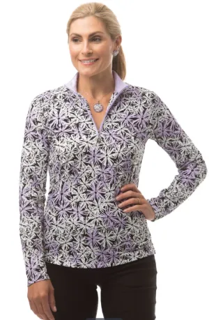 SanSoleil Long Sleeve Print Mock 900611 Janes Garden Black | SPF 50