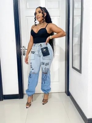 Scripted Denim Pants