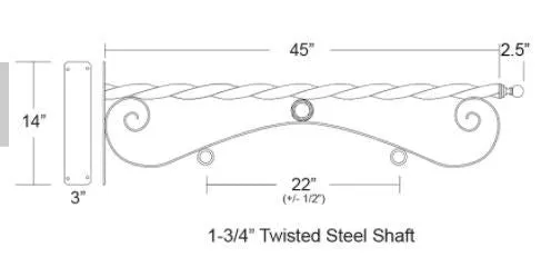Sign Bracket for Custom Sign, Farmhouse, French Country Sign Bracket- 45 INCHES European Style Sign Bracket, Wrought Iron Bracket,