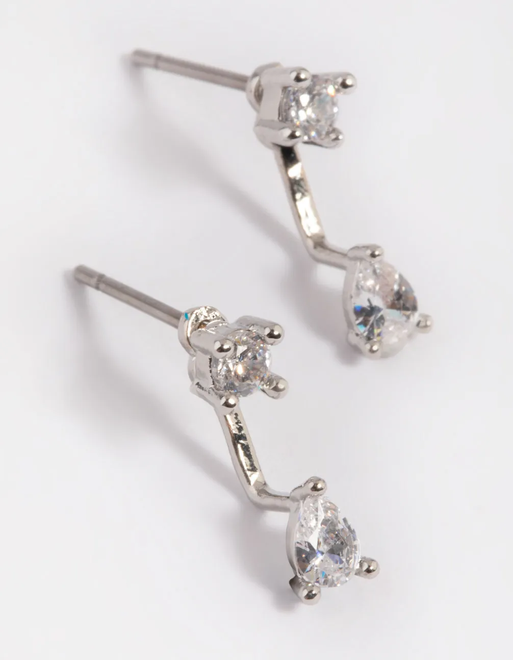 Silver Cubic Zirconia Teardrop Jacket Earrings