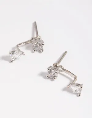 Silver Cubic Zirconia Teardrop Jacket Earrings