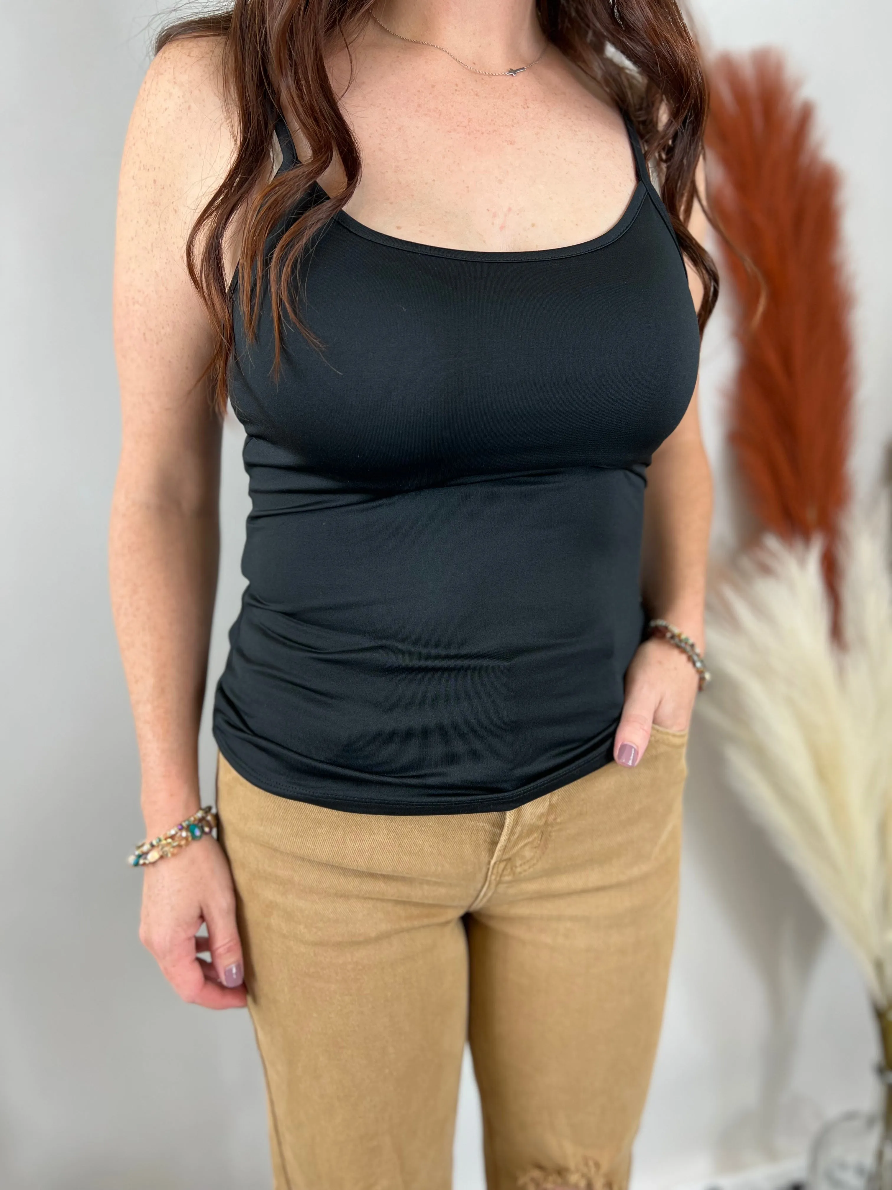 Start Off Right Black Solid Cami