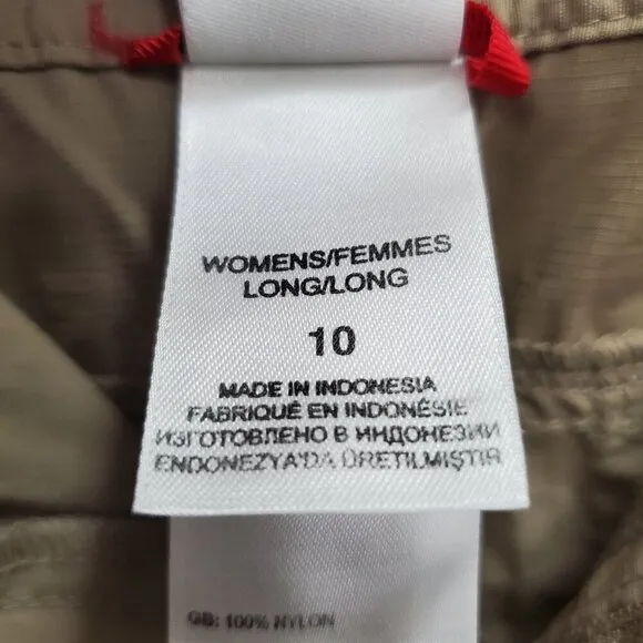 The North Face Womens Khaki Ripstop 10.5&quot; Roll Tab Outside Hiking Shorts 10 Long
