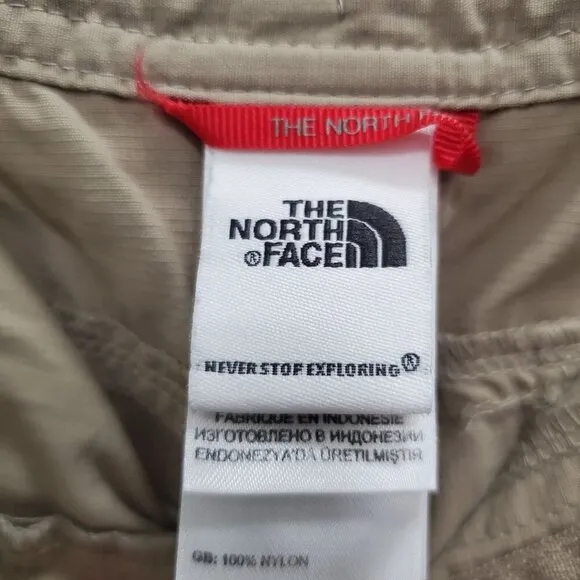 The North Face Womens Khaki Ripstop 10.5&quot; Roll Tab Outside Hiking Shorts 10 Long