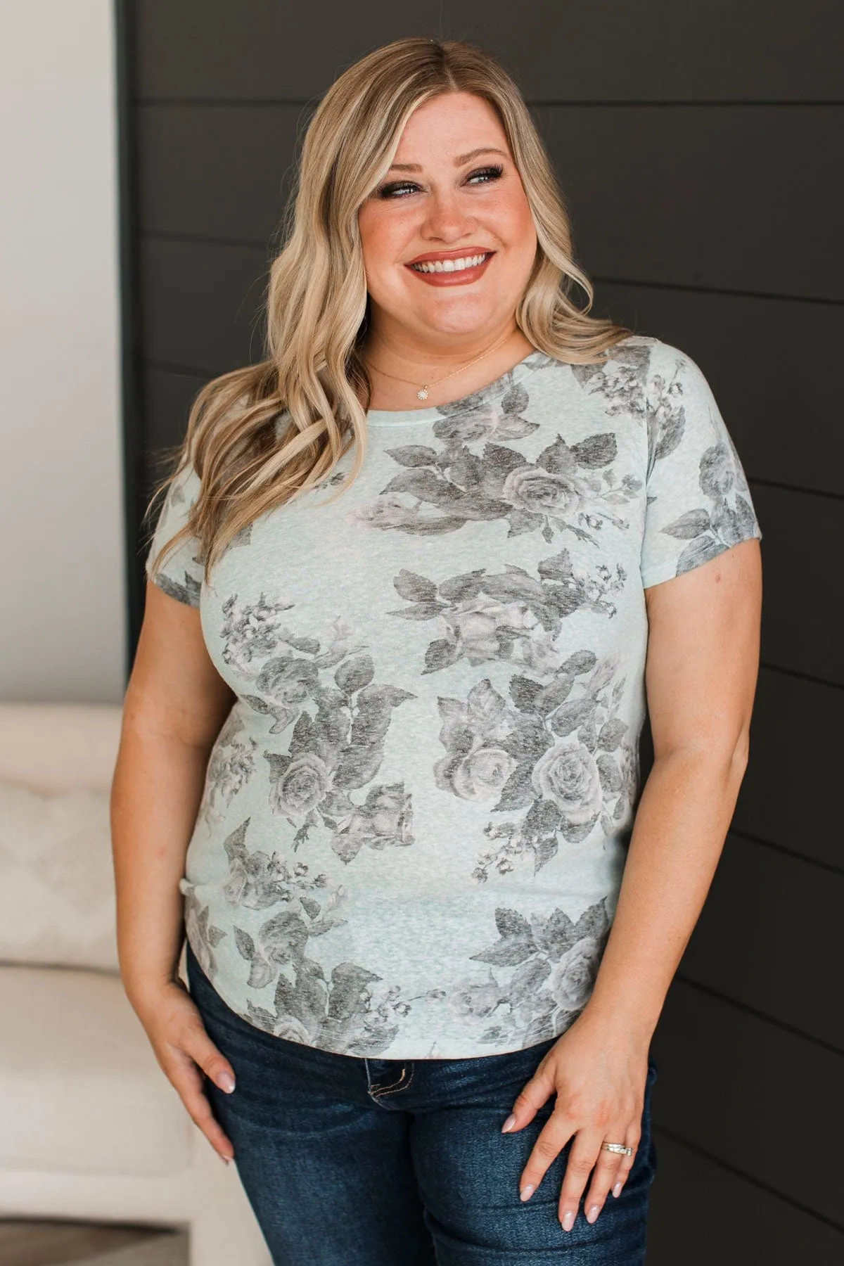 Things To Think About Floral Top- Mint Blue