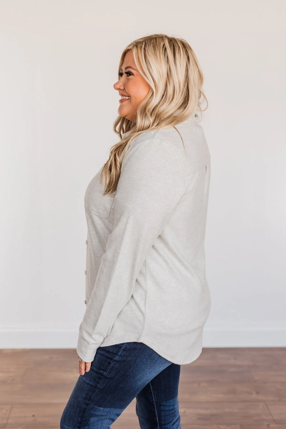 Thread & Supply Free Falling Lightweight Button Down Jacket- Light Grey