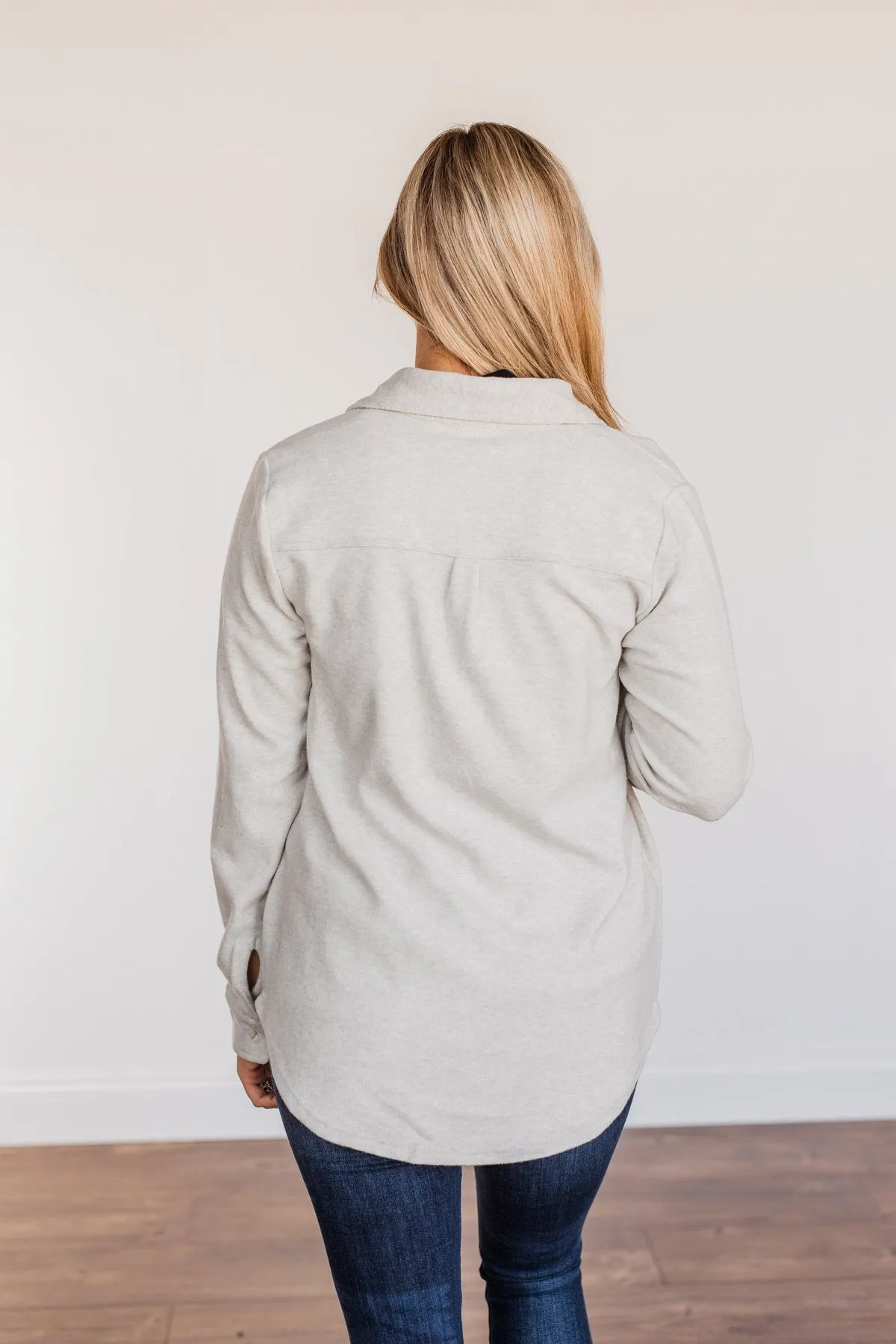 Thread & Supply Free Falling Lightweight Button Down Jacket- Light Grey