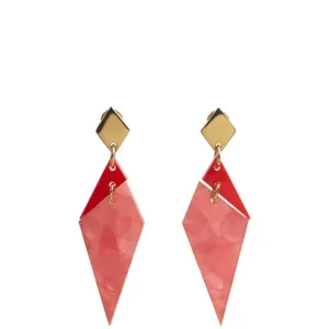 TooLally Abstract Diamonds Earrings - Pink & Red