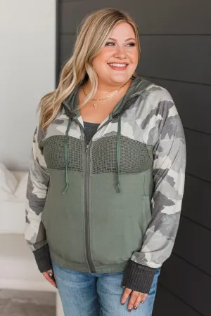 Unique Charm Lightweight Hoodie- Olive & Camo
